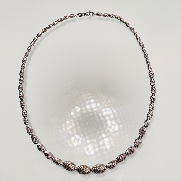 JCM Jacmel Mauritius Italy Sterling Graduated Diamond Cut Oval Bead Neck… - Picture 1 of 4